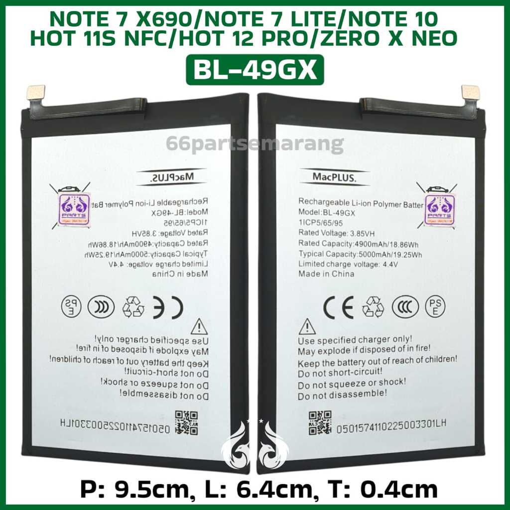 Baterai Batre Battery Infinix Note 7 / 7 Lite / 10 / Hot 11S NFC / Hot 12 Pro / Zero X Neo  X690 / X