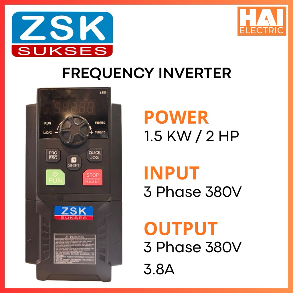 INVERTER VFD 1.5KW input 3 phase 380V output 3 phase 380V Variable Frequency Drive by ZSK