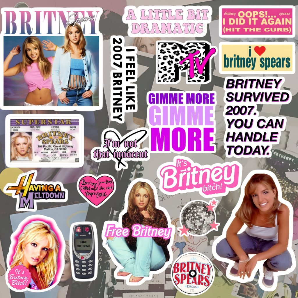 Britney Spears Vinyl Sticker Matte Set Aesthetic Pop Vibes Anti Pudar Anti Sobek HD Quality Outdoor 