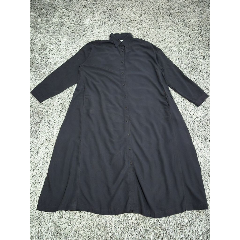 Gamis longdress rayon hitam pekat (UNIQLO)