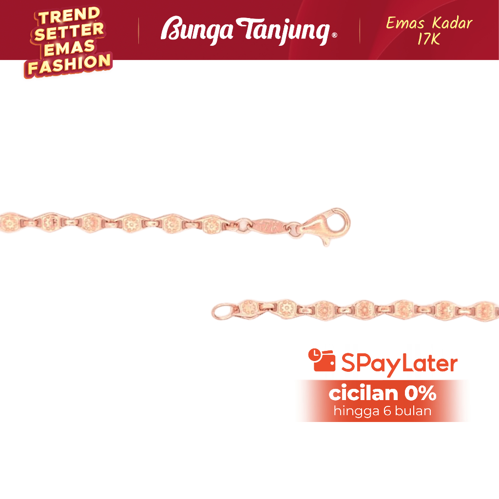 GELANG RANTAI PLAT VARIASI MATAHARI - EMAS 17K - BUNGA TANJUNG GOLD