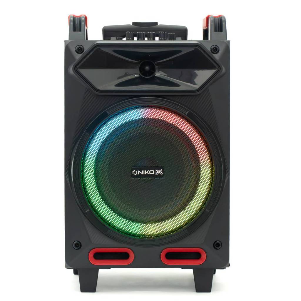 NIKO WT8B Black Portable Speaker Bluetooth 8 Inch 85W TWS Karaoke Wireless Mic USB TF Radio LED