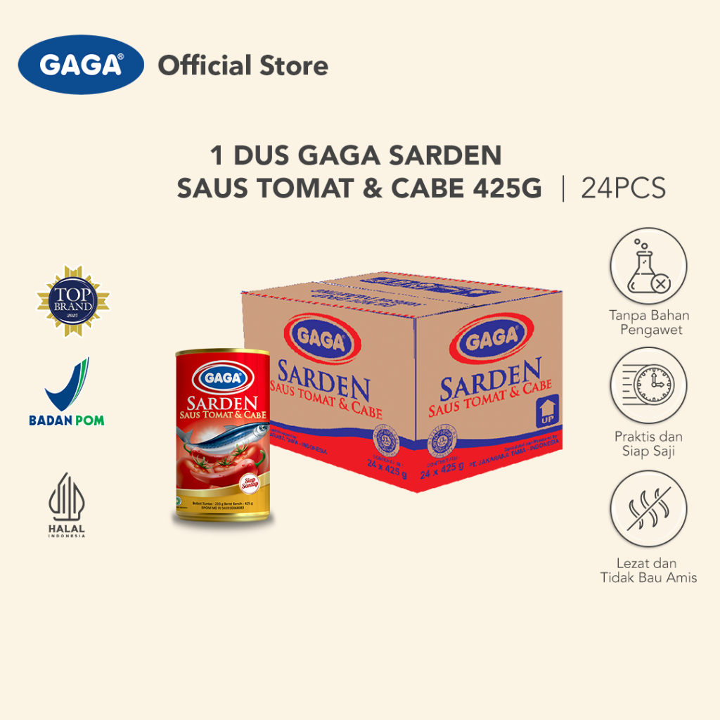 GAGA Sarden Tomato Chili 425g (1 dus = 24 pcs)