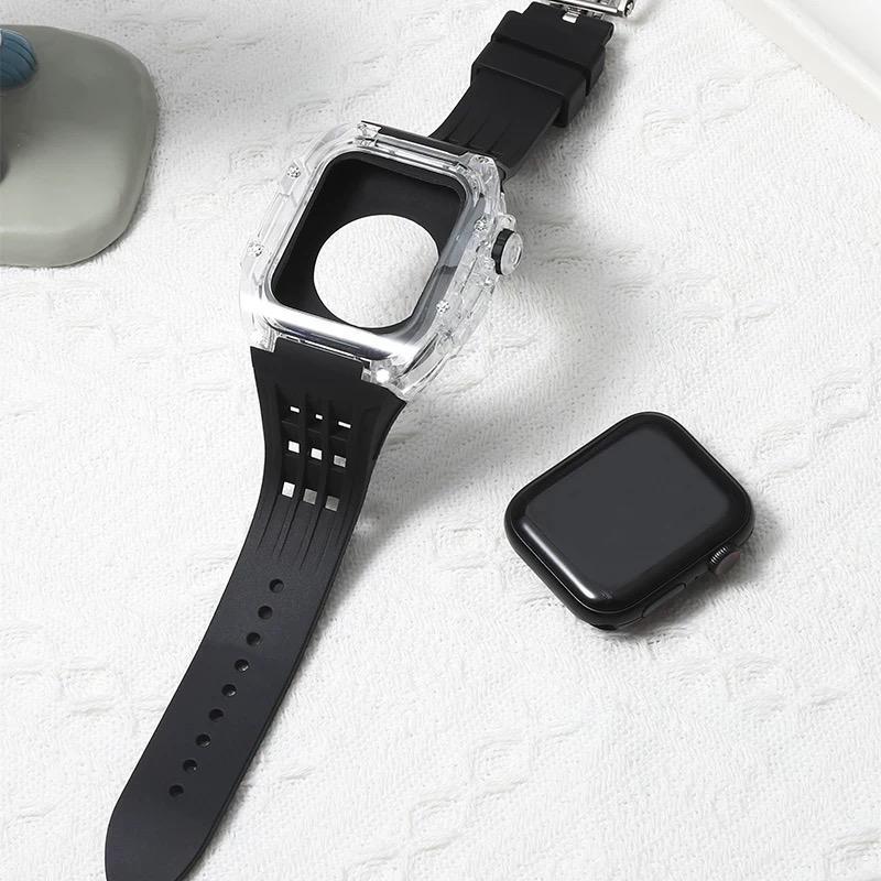 Strap Case transparan Cocok untuk Jam Tangan Apple Watch Ultra 44mm 45mm 49mm iwatch Series 9 8 7 6 