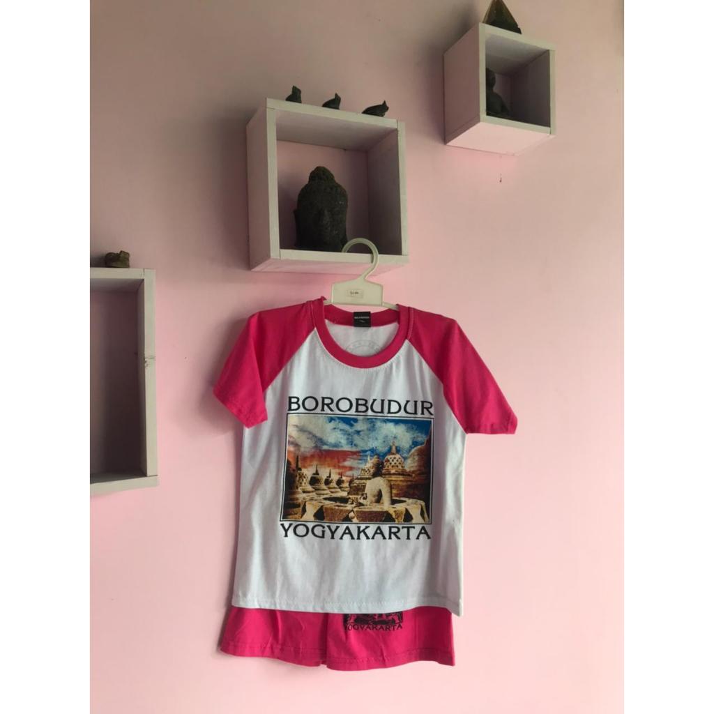 setelan kaos borobudur anak