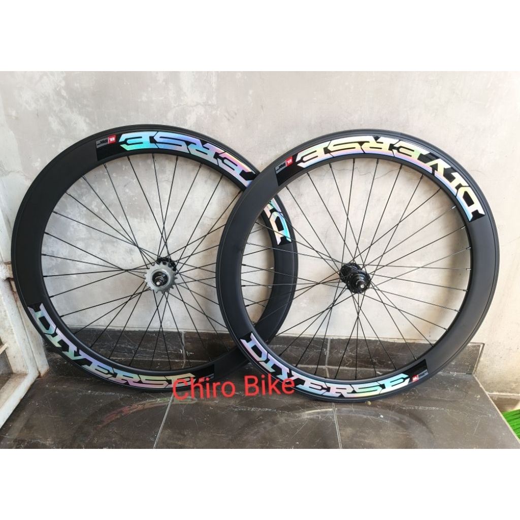 wheelset 700c fixie ION DIVERSE rims 6cm doltrap bearing loncer hitam