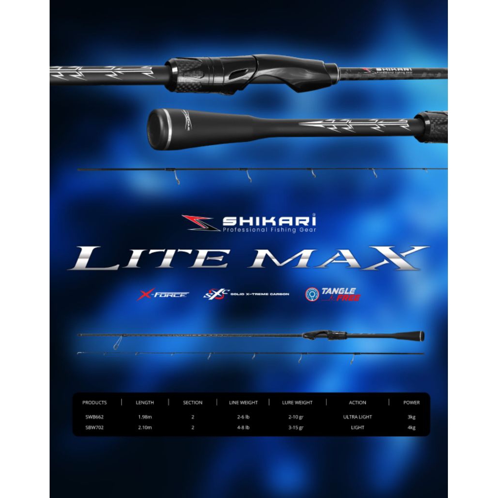 Joran Pancing Ultralight Shikari Lite Max UL Carbon Solid 198 2-6lb dan 4-8 Casting Ultralight