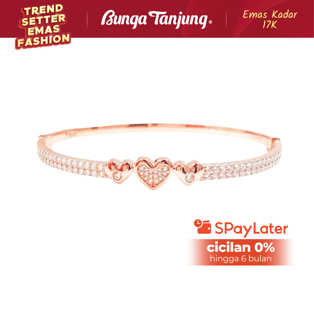GELANG BANGLE HATI MATA D - EMAS 17K - BUNGA TANJUNG GOLD