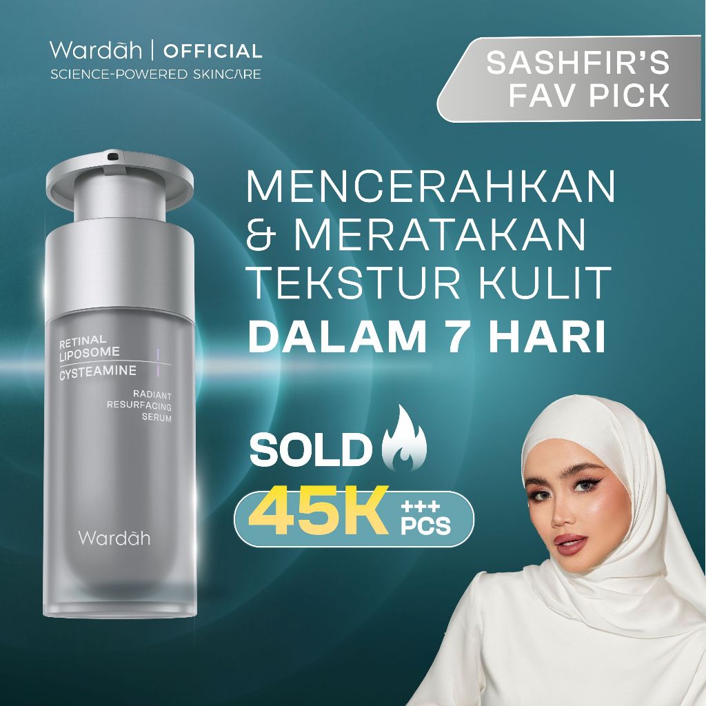 WARDAH Radiant Resurfacing Retinal Cysteamine Serum 30 ml - serum mencerahkan wajah, serum brighteni