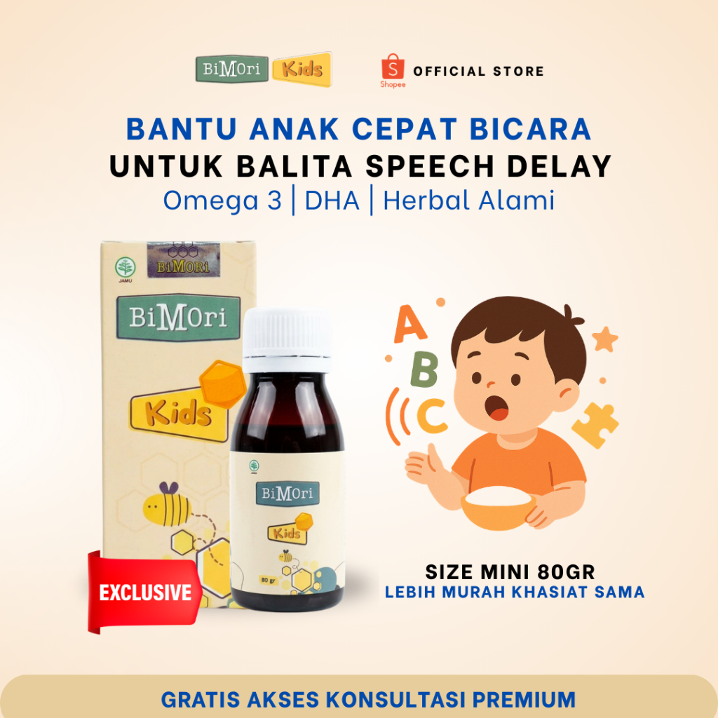 Bimori Kids Vitamin Anak Cepat Bicara | Obat Terlambat Bicara | Nutrisi Kecerdasan Otak Multivitamin