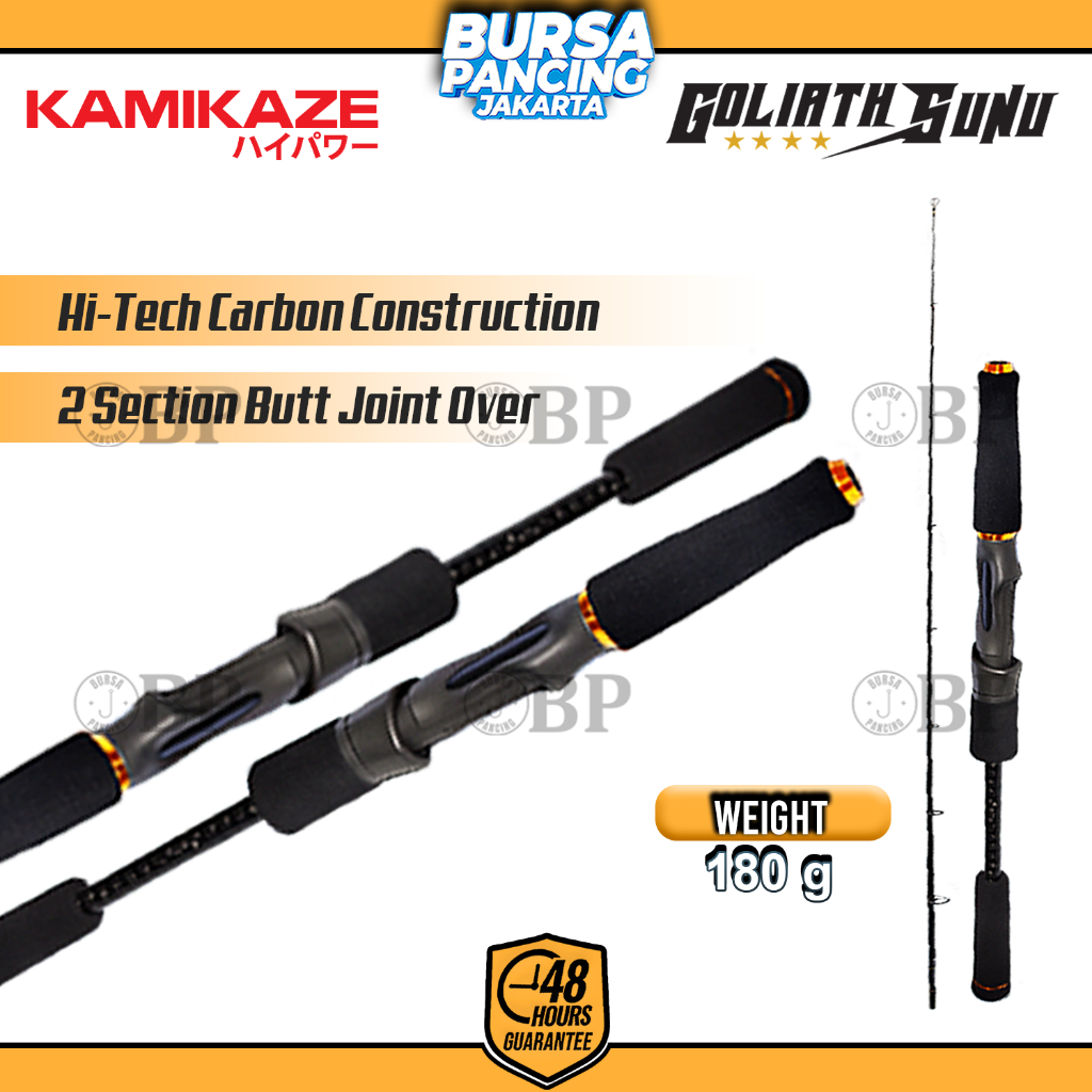 KAMIKAZE Joran Pancing Spinning GOLIATH SUNU UL 198cm - 207cm Ultralight Tipe Spinning Sambung 2 But