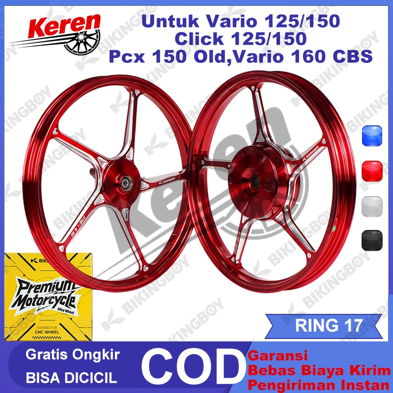 VELG BIKINGBOY Racing CNC VELG RING 17 Untuk Click Vario 125/150, Pcx 150 Old,Vario160 PNP CNC