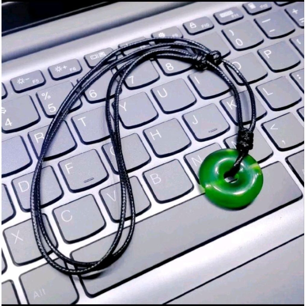 Kalung Giok Inisial Huruf / Kalung Tali Giok Plastik