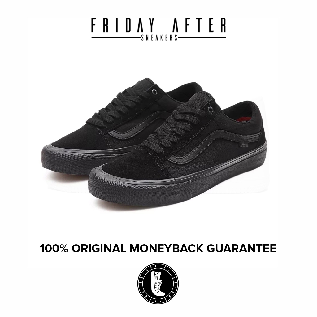 Sepatu Sneakers Pria Vans Skate Pro Old Skool Black Black Original Resmi