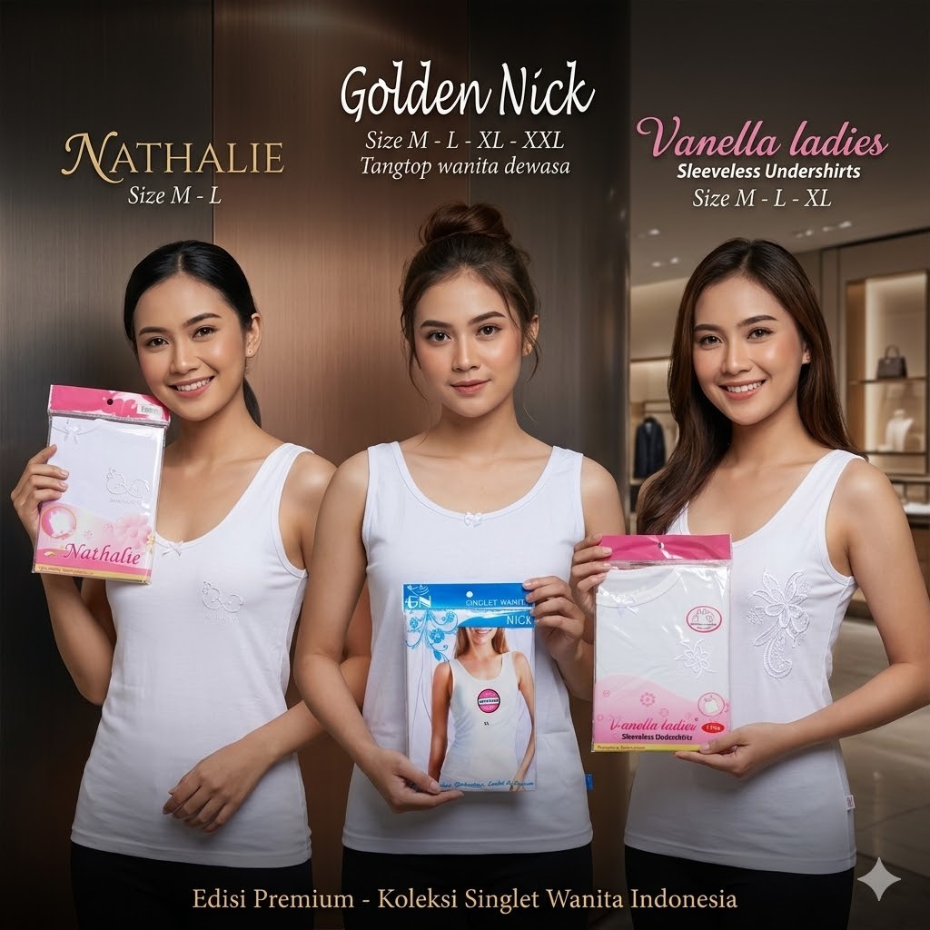 ( 3pc ) Singlet Natalie | Kaos Dalam Nathalie | Singlet Wanita | Kaos Dalam Wanita | Singlet Golden 