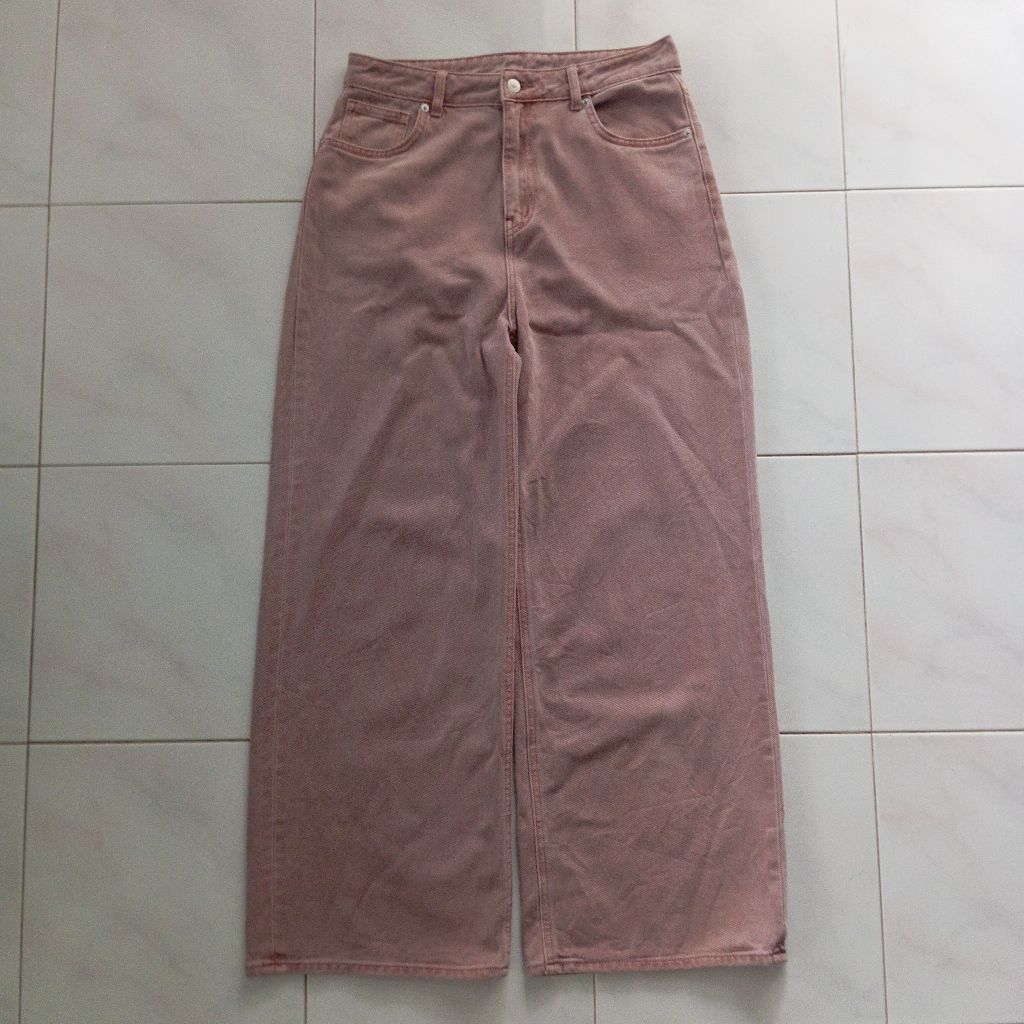 Celana Jeans Wide Leg Baggy Basic 1980 Pink Wash Size 29/30