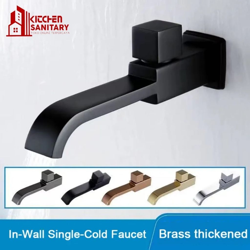 Kran Spout Dinding Black / Keran Air Wastafel Cuci Tangan