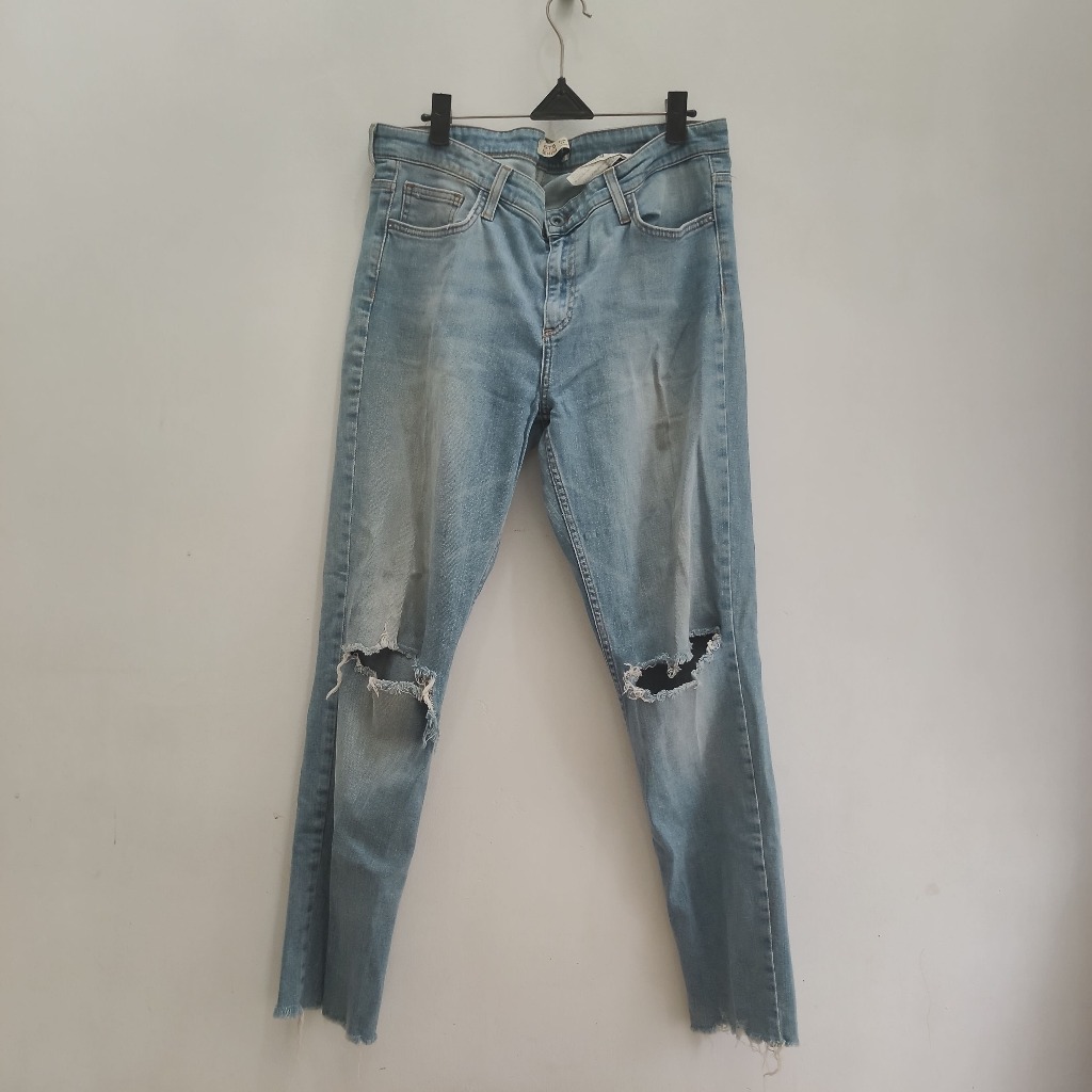 Zara Denim Z1975 Skinny Jeans Ripped Light Blue Celana Panjang Denim Wanita (AVCCA038)