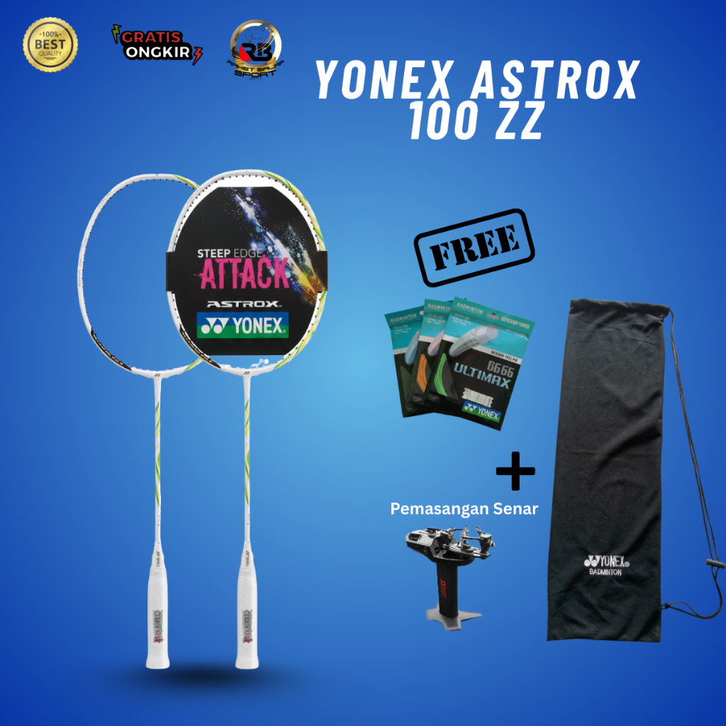 Raket Badminton Yonex Astrox 100 ZZ Putih Bahan Karbon Kualitas Premium Ringan & Kuat
