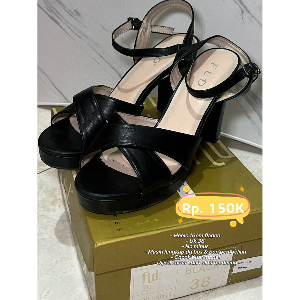 (PRELOVED) Fladeo Heels 16 CM Hitam