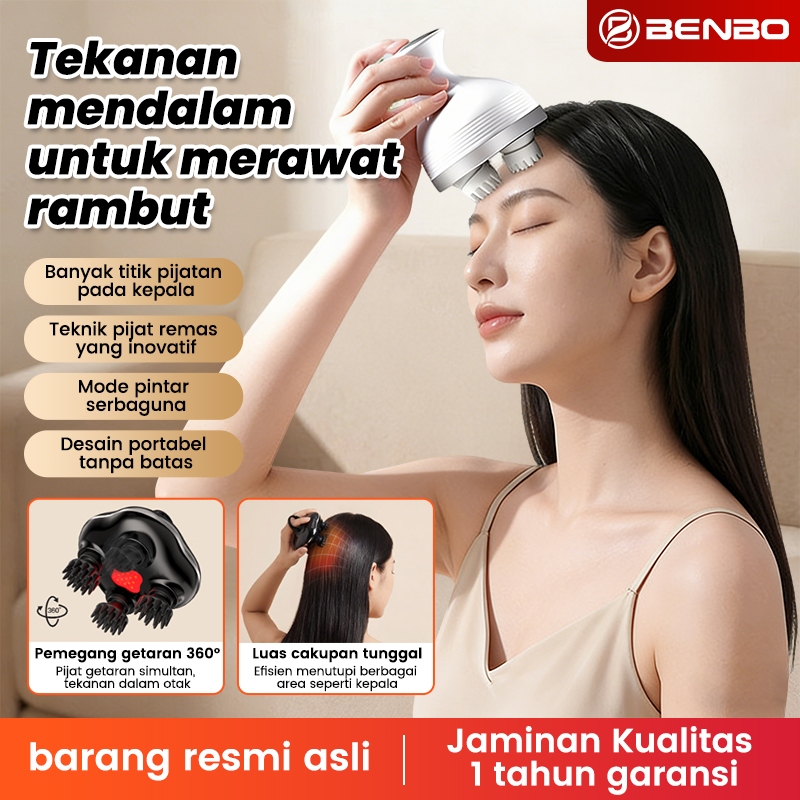 BENBO produk baru  Alat Pemijat Kepala 3D Elektrik - Scalp Massager dengan Teknologi Akupresur, Pija