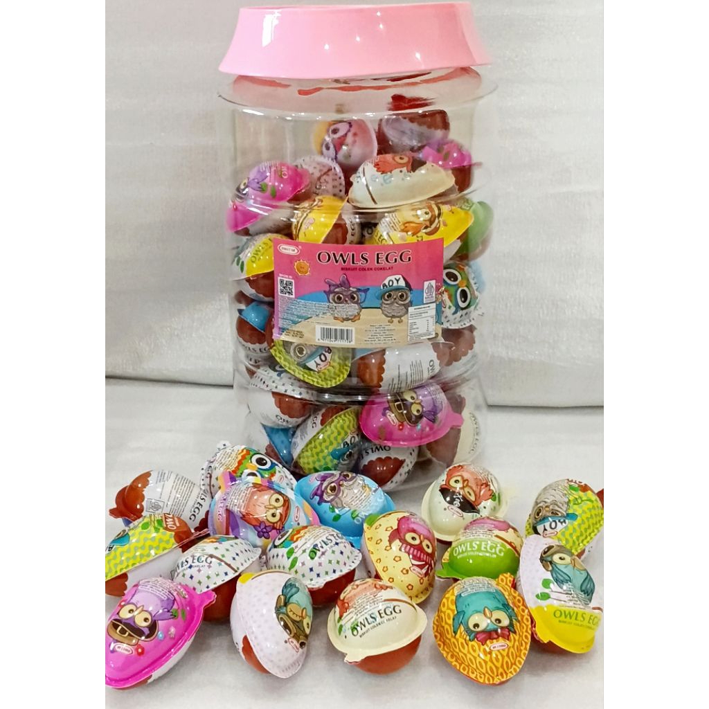 Exp JUL 2027 - 60pcs (1 toples besar) SweetMe OWLS EGG Biskuit Colek Cokelat  Jajanan Bentuk Telur C