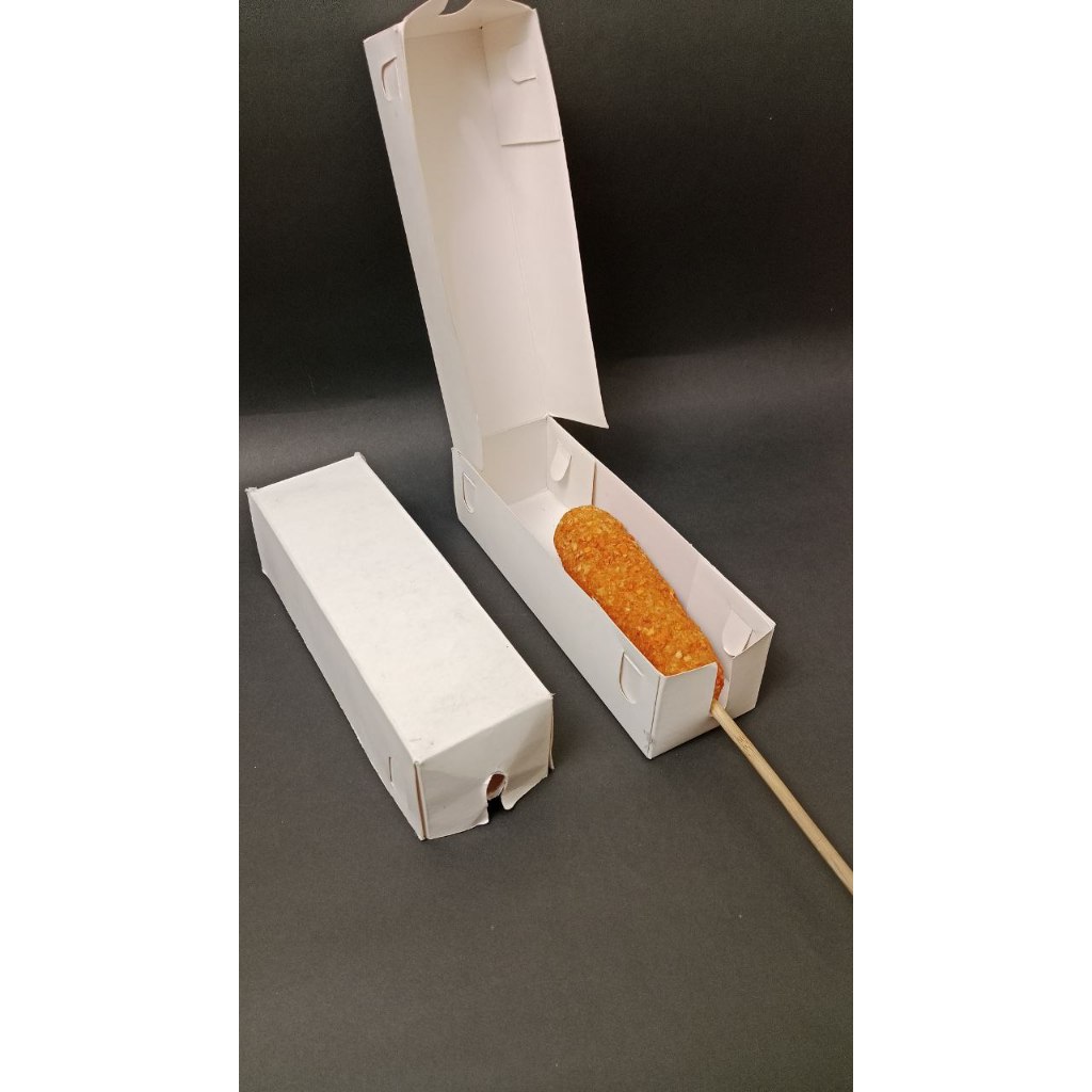 Dus Corndog Ivory Putih Polos / Box Corndog Tebal Isi 100 Pcs / Kemasan Corndog Aesthetic