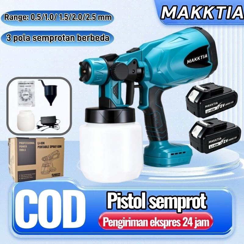 1000ML Spray gun elektrik/72V Alat Semprotan Cat Spray/mesin semprot cat minyak cat tembok multifung