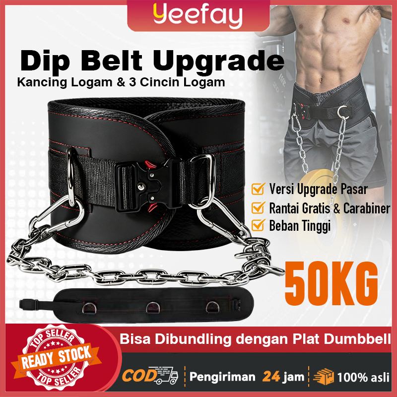 Dip Belt Upgrade 3 Cincin | Sabuk Beban Multifungsi | Bisa Hubung Rak Fitness | Pull Up & Dips BB