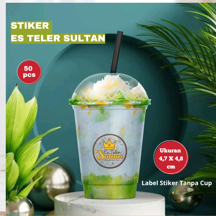 Stiker Es Teler Sultan untuk Cup Minuman Label Minuman Anti Air