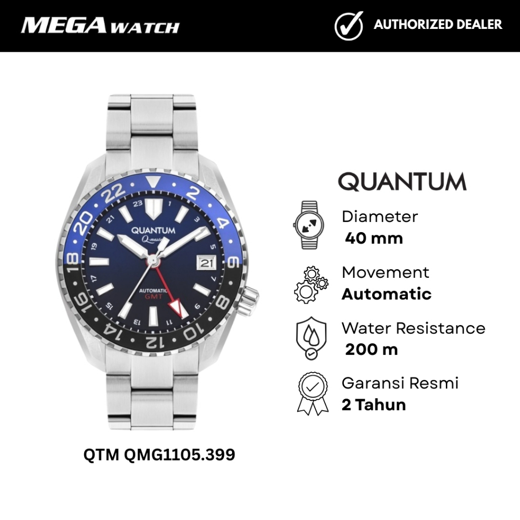 Jam Tangan QUANTUM Q-Master Pria Original QTM QMG1104.390 Blue Black Dial