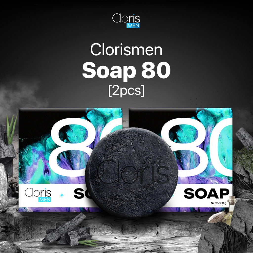 Clorismen Double Pack 80gr – Sabun Multifungsi Pria untuk Wajah & Badan | Charcoal, Propolis, Coconu