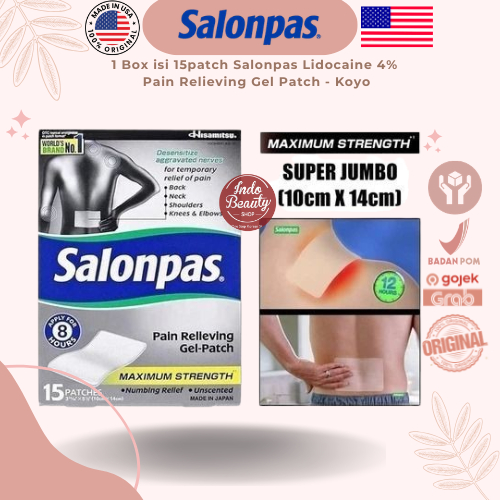 Salonpas Lidocaine 4% 1 Box 15 Patches Koyo