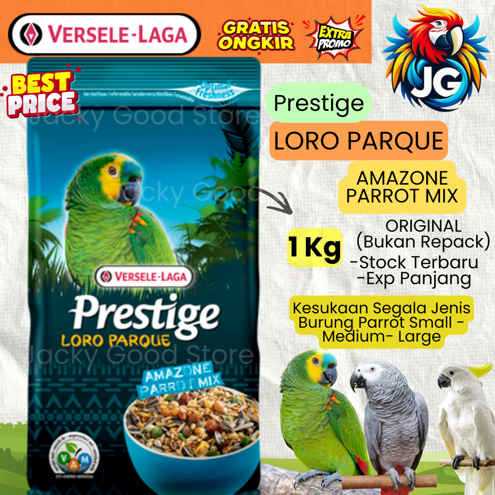 Prestige Amazone Parrot Mix 1kg Loro Parque PREMIUM Versele-laga Pakan Burung Amazone, BFA. African 