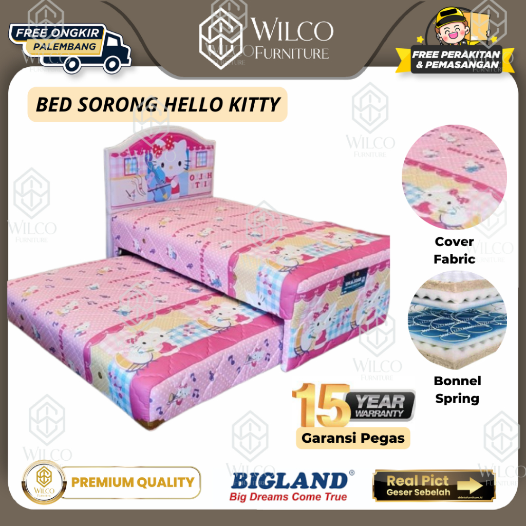 Bed Sorong 2 in 1 by Bigland | Kasur Sorong Anak Karakter Hello Kitty