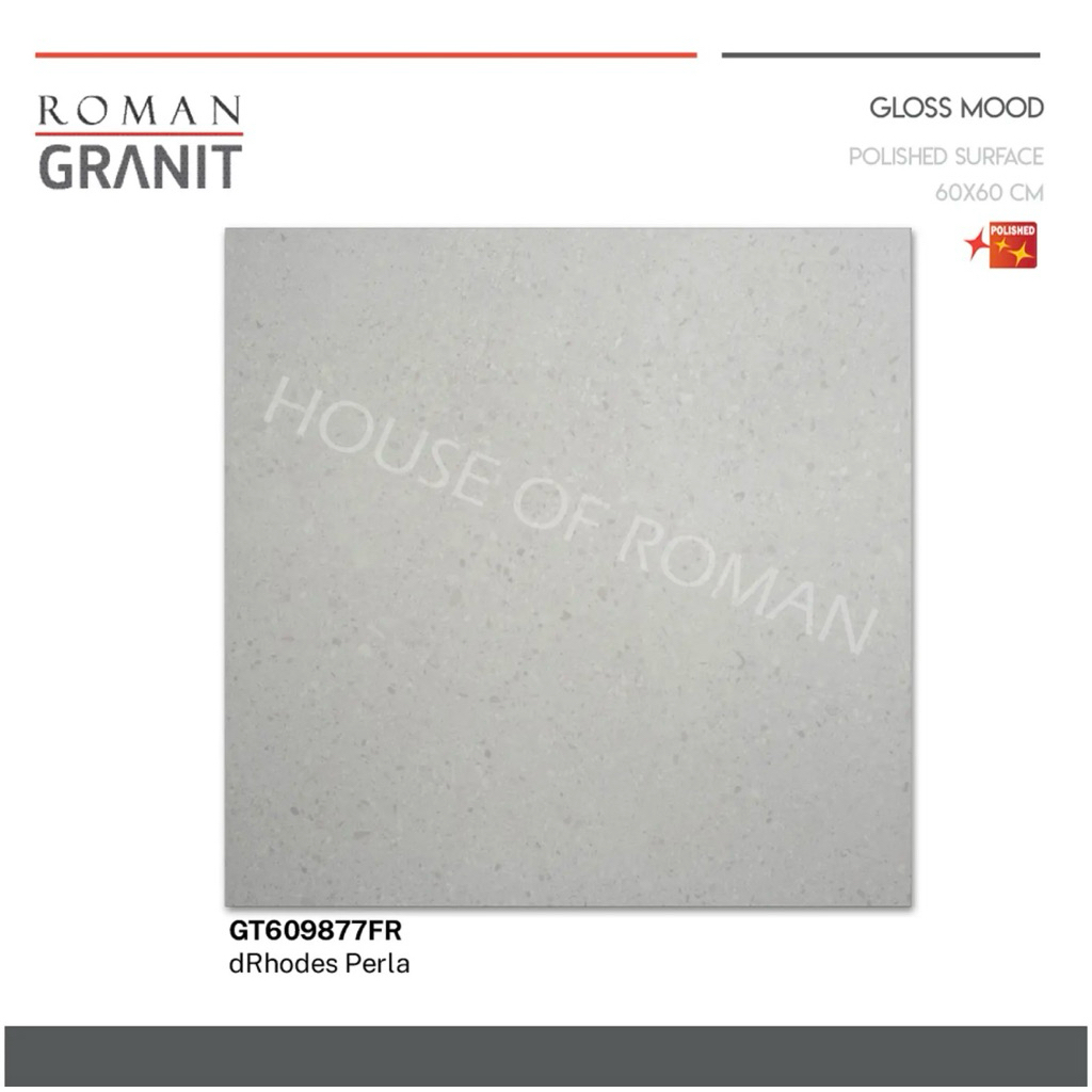 Roman Granit Glossy dRhodes Perla GT609877FR/Terrazo Glossy 60x60/Granit Terazzo Abu abu/Granit Top 