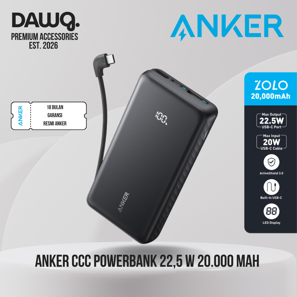 ANKER POWERBANK CCC 20.000 MAH 20 W MURAH TYPE C A110E