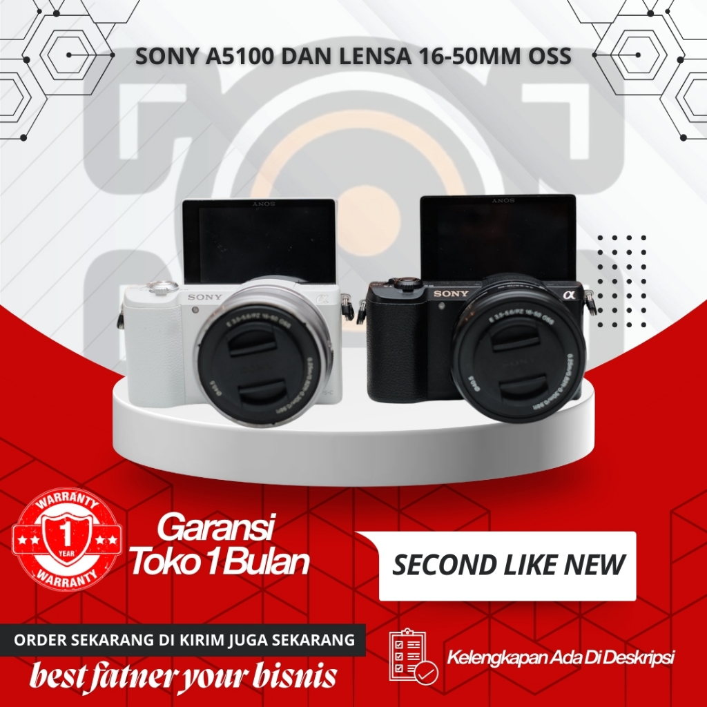 SONY A5100 DAN LENSA 16-50MM OSS FULSET LIKENEW KAMERA VLOG SONY ALPHA 5100 layar vlip
