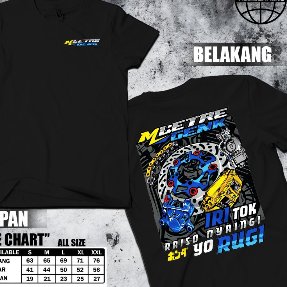 Kaos Tshirt UNISEX - Kaos Mletre Genk Racing - Baju Racing UNISEX - Bahan Adem Halus Cotton Combed 3