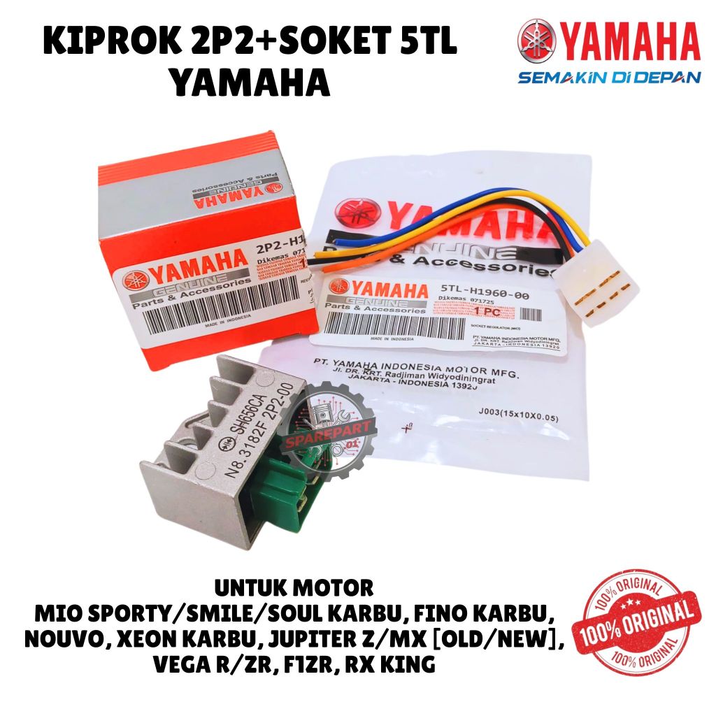KIPROK 2P2 + SOKET 5TL ORIGINAL YAMAHA, MIO SPORTY/SMILE/SOUL KARBU, FINO KARBU, NOUVO, XEON KARBU, 