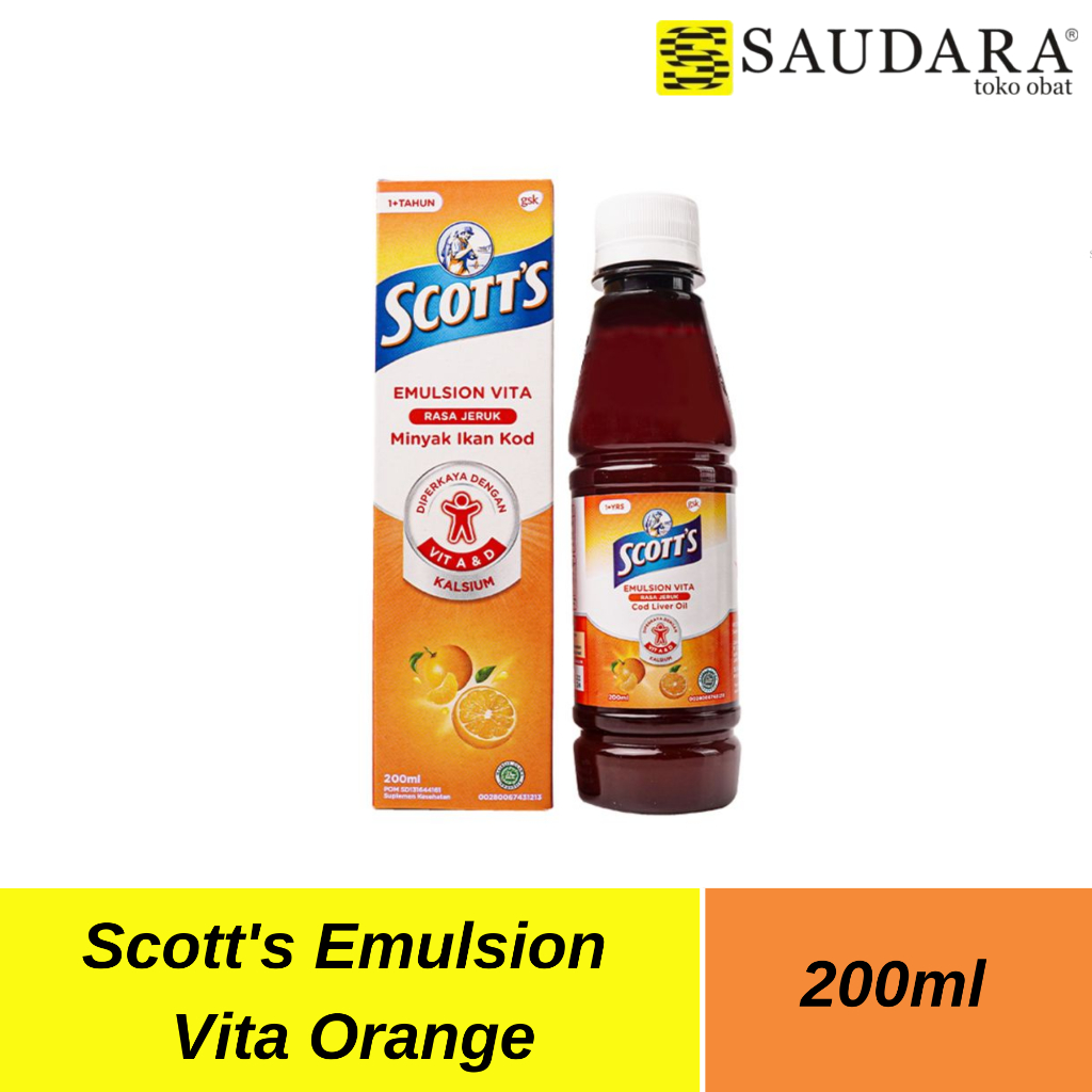 Scott's Emulsion Vita Orange (200 Ml) - Scott Emulsion.Minyak Ikan, Multivitamin Anak, Imun Tubuh An