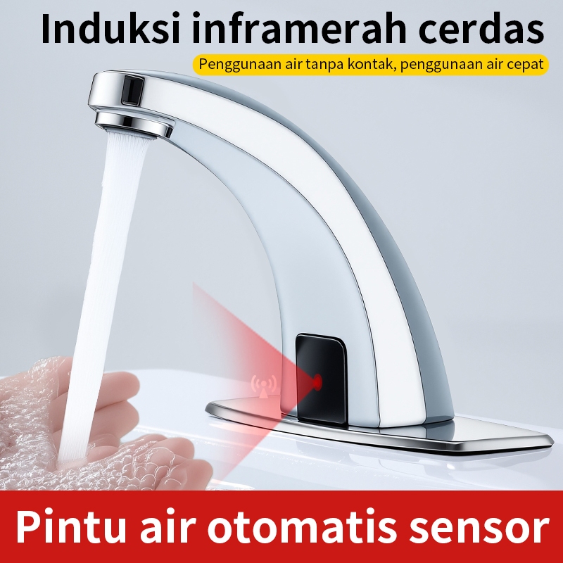 Keran sensor otomatis pintar untuk wastafel cuci tangan dan bak cuci dapur  Kran Air Wastafel Sensor