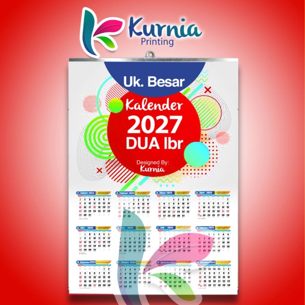 Kalender 2027 Isi 2 Lbr/ 46x64 cmKalender Dinding/Kalender Custom/Kalender Murah