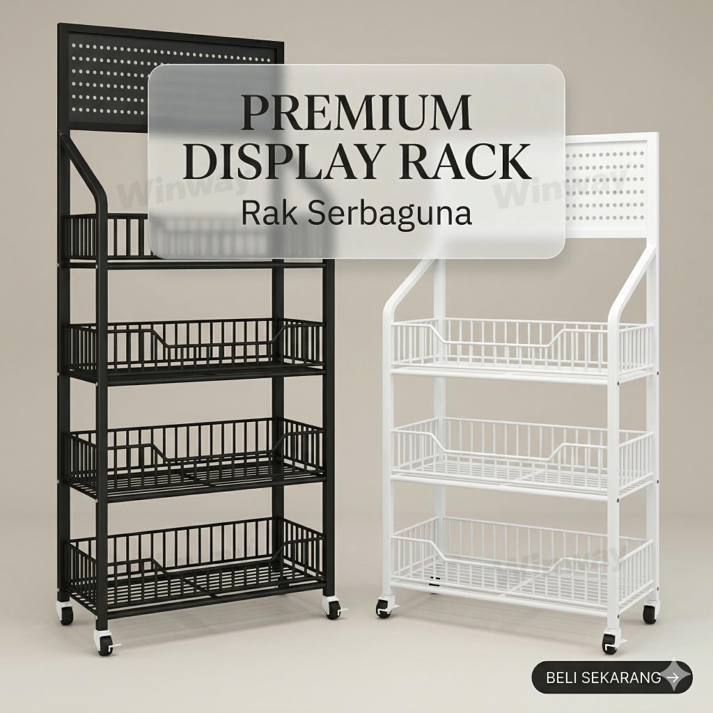 Rak Troli Susun 4/5 Besi Penyimpanan Dapur  Display Toko Snack Chiki Serbaguna Sembako Jajan Toko Ta