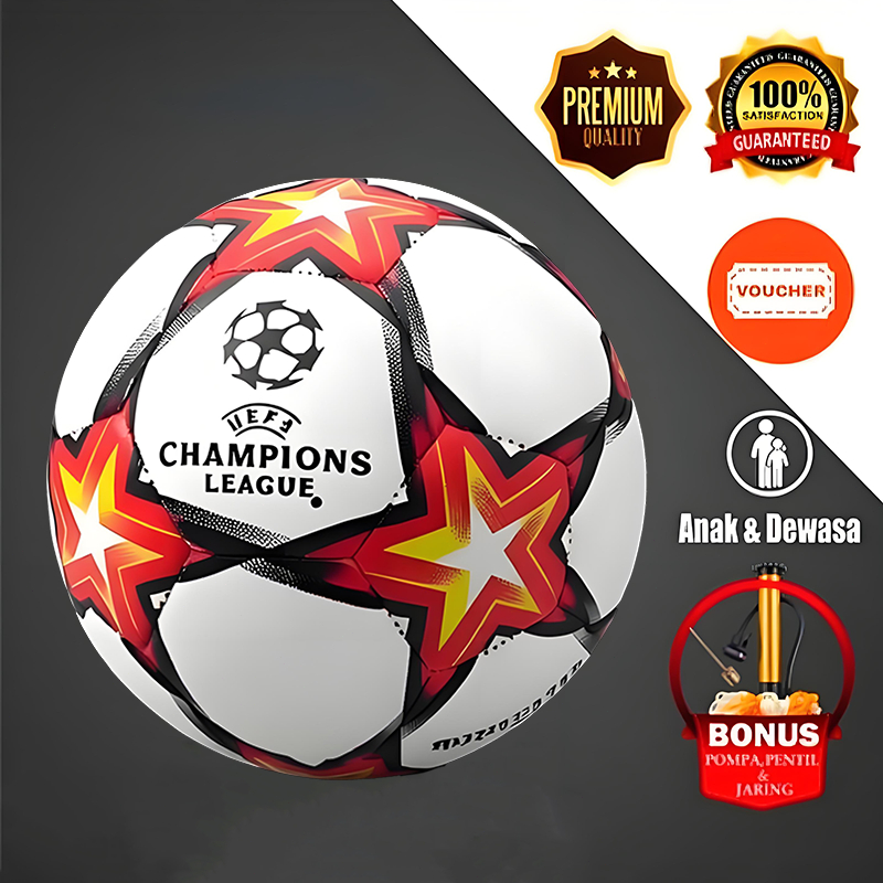 Terlaris Bola Sepak UEFA Champions League Ukuran 5. Kulit PU tahan lama, cocok untuk latihan dan per