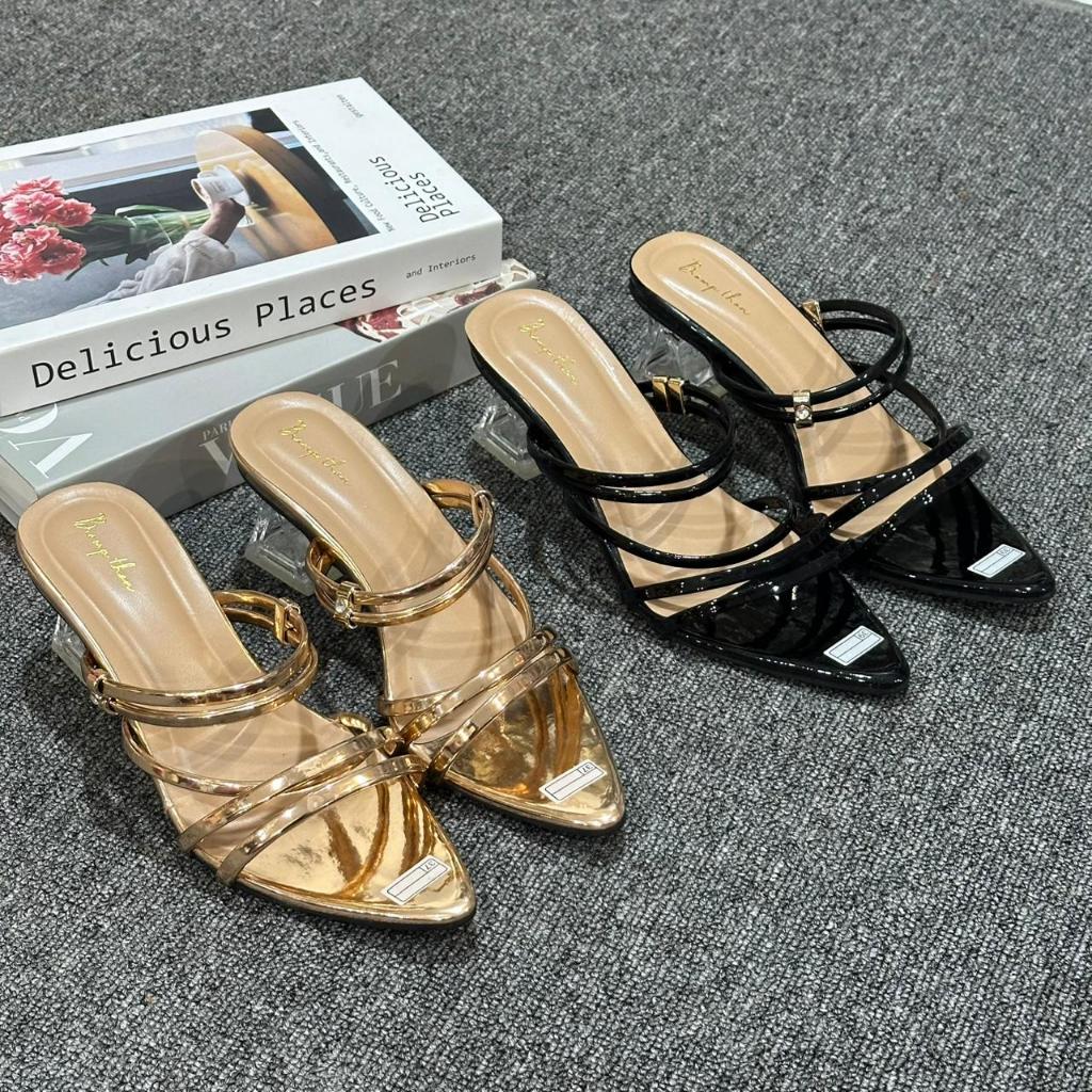 Brompth*n heels sandal heels wanita sandal heels hak kaca heels kaca