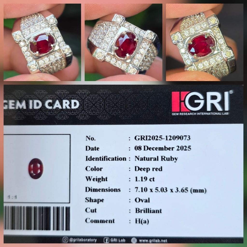 Batu Natural Red Ruby Heat A Memo 1.19 crt