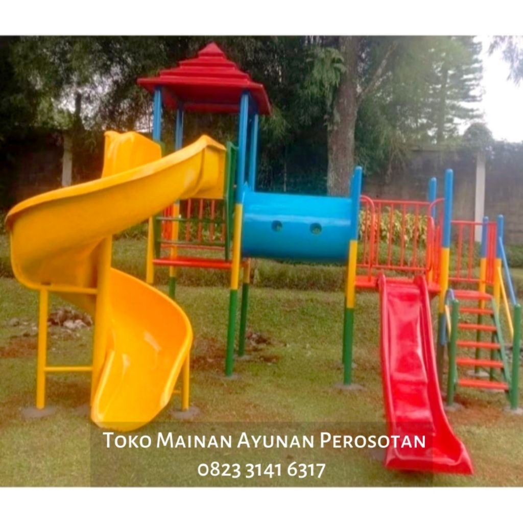 Mainan Perosotan Set Ayunan - Mainan Prosotan Set Ayunan - Perosotan Spiral Besi - Prosotan Spiral B