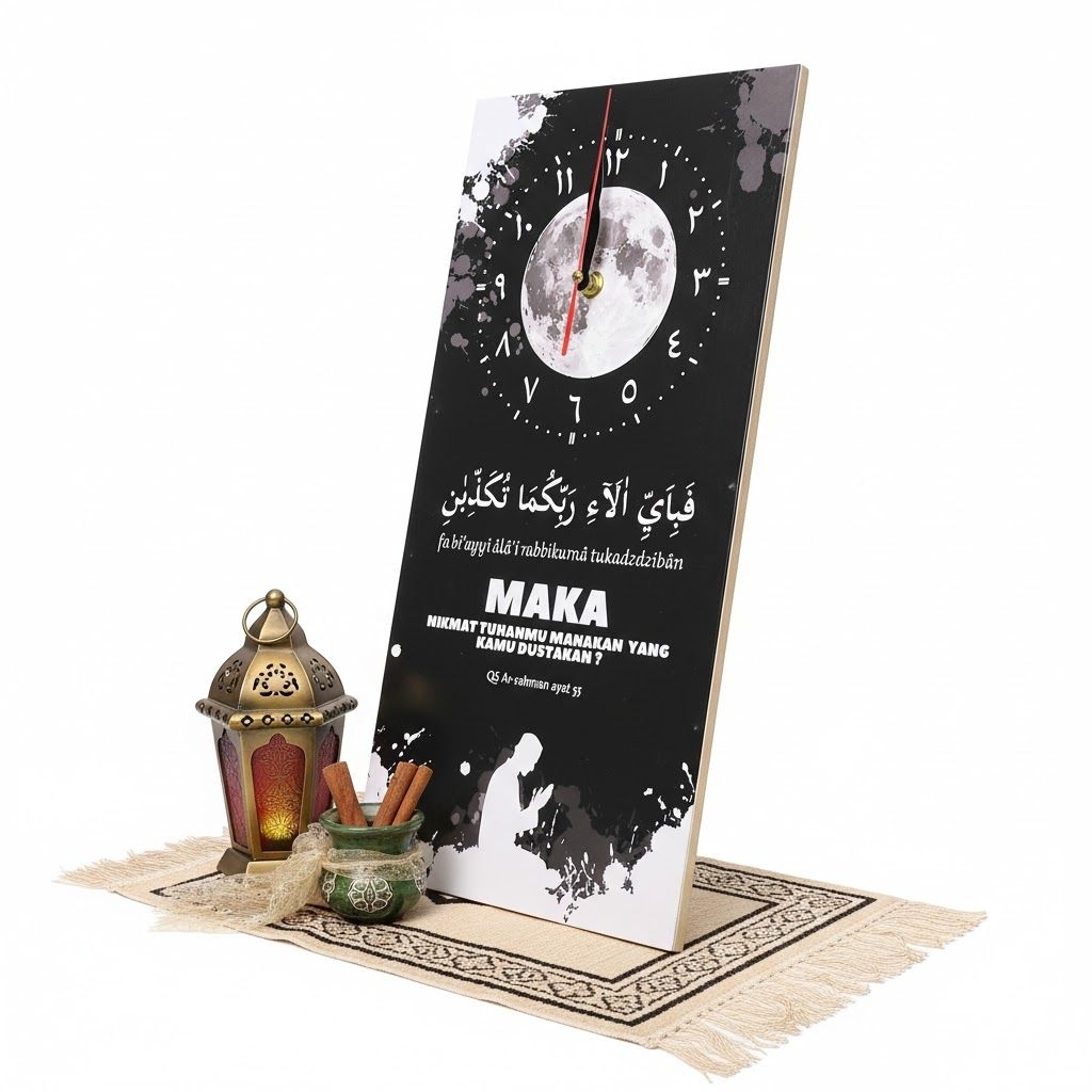 Jam dinding islami jam dinding pengingat sholat model AR hitam jam dinding sholatlah nak jam dinding