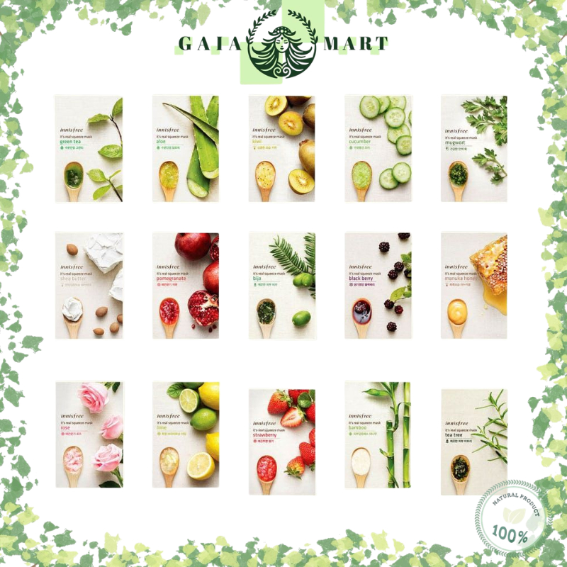 [SUPER BRAND] INNISFREE My Real Squeeze Facial Sheet Mask Natural Masker Wajah Korea Skin Care IF001